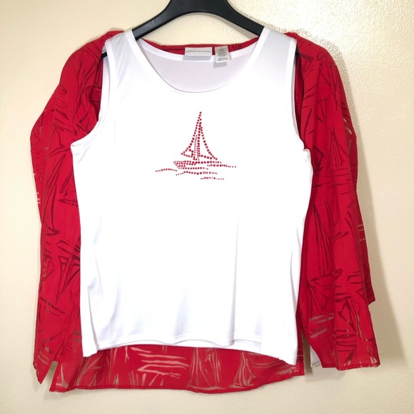 Rhinestone Sailboat 2 for 1 Tank Top & Jacket Set - Picture 2 of 4